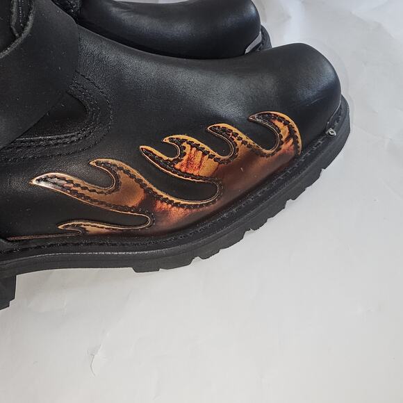 XElement Black Leather Harness Motorcycle Ankle Boots Square Toe Mens 12 - Picture 5 of 15